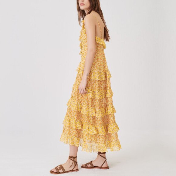 NWT Maje Rissol Cotton Ruffled Maxi Dress ASO Flora The Winx Saga - Picture 5 of 15